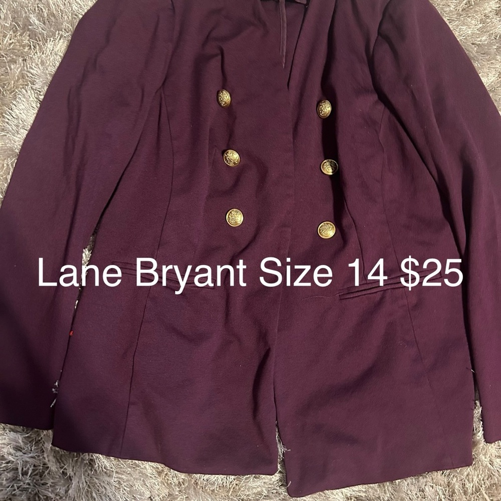 Lane Bryant Double-Breasted Blazer in Purple